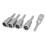 1/4インチシャンク11ミリメートル六角ナットセッタードライバービットアダプタグレーの5pcs