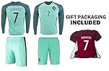 cr7ギフトRonaldo Jersey # 7 Portugal長袖ユースサッカージャージー&キッズショーツ+ Ronaldo # 7 DrawstringバックパックプレミアムFootball E