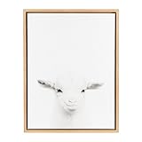Kate and Laurel Sylvie Baby GoatブラックandホワイトPortraitナチュラル額入りキャンバス壁アートby Simon TE TAI 18x24 211451
