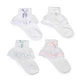 ［キロフライ］kiloflyベビーレースのラッフルボウドレスソックス、4ペアセット、赤ちゃん学?