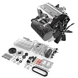 URMODELAND エンジンモデルキット 大人用 ST-NF2 7cc エンジンキット L2ミニエンジン組み立てキット インライン2気筒 4ストロークメタルエンジンモデルキット 空冷エンジンモーターモデル 物理ギフト シルバー
