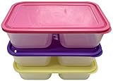 Set of 3 Food Prepストレージコンテナ。 – 10.75 " x6.75 " – BPAフリー – 食器洗い機 – 2コンパートメントストレージコンテナPerfect for Food