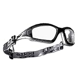 Bolle 40085 Tracker Series Safety Glasses, Anti-Scratch Anti-Fog Clear Lenses, One Size, Black/Gray 