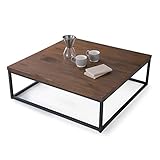 LOWYA （ロウヤ） テーブル ローテーブル パイン材 突板 スチール脚 センターテーブル コーヒーテーブル 正方形 ダークブラウン おしゃれ