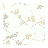 York Wallcoverings AP7442SMP Silhouettes Cherry Blossom and Birds Wallpaper Memo Sample, 8-Inch x 10