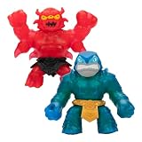 Heroes of Goo Jit Zu ストレッチストライカーズ対パック、フィギュア2体パック、ストレッチアクションフィギュア、伸縮性のあるサー・スラシャロットVSカリレッドバック、最大3倍までストレッチ