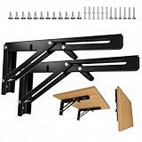 折りたたみブラケット棚受け金具 - L字型、耐荷重150kg、壁掛け、2本セット、ネジ付き (2, 黒, 25cm)
