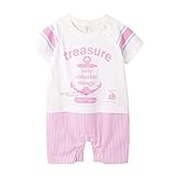 (ポルトプエルト) Porto Puerto 半袖 綿 マリン風 ロンパース 男の子 女の子 男女兼用 ベビー 赤ちゃん 73㎝ 80㎝ 青 桃色 半ズボン カバーオール 夏服 [海外直送品] (80