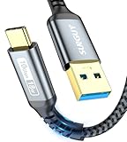 SUNGUY USB3.1 Gen2 USB Type C ケーブル 0.5M USB-A & USB-C 10Gbps高速データ転送 タイプc ケーブル 短い Android Auto対応 最大3A急速充電 金メッキコネクタ ナイロン編み iPhone16/15シリーズ、iPad Pro/Air、Galaxy、Xperiaその他USB-Cデバイスに対応 50cm グレー