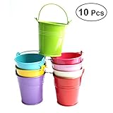 OUNONA レトロ 鉄製 吊り鍋 バケツ 花瓶 収納バレル ドライフラワー 鉢植え 家具 天井 10個 （アソートカラー）