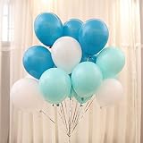 12 "ヘリウム品質3.2マットラテックスballoons-ティファニー、ライトブルー、ホワイト。Perfect for Boys 1st男の子ベビーシャワー装飾、誕生日、結婚式、休日、およびその他の
