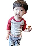 (ポルトプエルト) Porto Puerto 綿 長袖 Tシャツ トップス ボーイズ ガールズ ベビー キッズ [海外直送品] (90㎝, レッド)