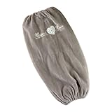 XIKA レディース あったか腕カバー 刺繍 ベロア 防寒 袖汚れ防止 掃除 キッチン 秋冬用 アームカバー ロング丈 4色 (カーキ)