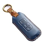 [YANMW] 適合マツダ キーケース スマートキーケースキーホルダー革キーカバーフマツダCX5 CX4 CX3 CX7 CX8 CX9 RX8 アクセラ アテンザ demio アドバンストキー保護ケース本革(3 ボタン, 青)