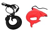 MyBoo Autism/Sensory/Teething Chewable Dragon and Shark Pendant Bundle - Set of 2, Black/Red by MyBo