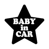 星型 Baby in car カッティングステッカー ブラック 黒