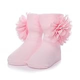 PUERI ベビー ソックス　ベビー　靴下　新生児　赤ちゃん コットン　花飾り　プリンセス 女の子　可愛い　出産祝い　プレゼント (ピンク)