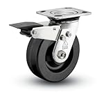 Shepherd Prism Series 6 Diameter Phenolic Wheel Total Lock Brake Caster, 4-1/2 Length x 4 Width Plat