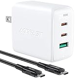 ACEFAST PD 充電器 Type C 65w 3台同時 iPhone 16対応 急速充電器 タイプ C 充電器 USB-C×2 & USB A 3ポート ACアダプター【PSE技術基準適合/折りたたみ式プラグ/PPS規格対応 iPhone/MacBook Pro/Max iPad/Android/Galaxy S23 / S22+/S22/Switchなど対応（ホワイト）
