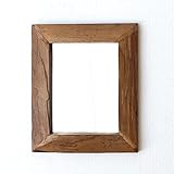 鏡 壁掛け チーク材 無垢材 天然木 木製 おしゃれ ウッド 木枠 ナチュラル アジアン 玄関 トイレ 洗面所 縦横対応 古木のウォールミラー