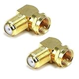 2 x 90 °右角度ゴールドメッキF rg6 rg59同軸同軸コネクタアダプタロット