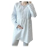 Spinas(スピナス) マタニティ ウェア パジャマ 授乳口付き ロング 綿 前開き 全２色(ピンク、ブルー)