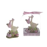 Lunaura Baby Keepsake - Set of 12 Girl Stork Carrying Newborn Favors - Pink by Lunaura