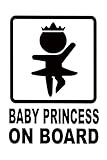 Lumierechat 車 赤ちゃん シール 乗車中 Princess on Board プリンセス ステッカー 外貼り (Baby Princess on Board, ブラック)
