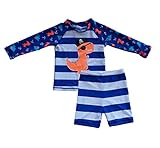 Bonverano　ベビー水着　男の子　長袖　ラッシュガード　キャップ付き　UPF50+　UVカット　セパレート　３点セット