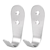 uxcell 服タオル用 ステンレス壁マウント シングル フック ハンガー 65mmx25mmx42mm 2 個入り