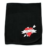 Crazy Baby Clothing I love Mom Tattoo Cotton Black Swaddling Receiving Blanket by Crazy Baby Clothin