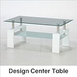 センターテーブル ガラス天板のセンターテーブル ホワイト 天板強化ガラス