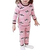 キッズ子供ベビー服綿100％ルームウェア長袖パジャマ寝間着上下セット (ピンク,120)