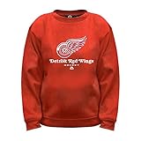 NHL Detroit Red Wings長袖フリースクルーネックトップ、M、レッド