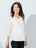 ANGELIEBE エンジェリーベ マタニティ 授乳口付き 極上とろみタッチ 六分袖 Vネック トップス 授乳服 産前 産後 S～M オフホワイト 22409 22409101