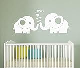 LUCKKYY Two Cute Elephants with Love Wall Decal Vinyl Wall Sticker Baby Nursery Decor Kids Room Wall