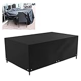 WINOMO 家具カバー 屋外　ファニチャーカバー　ガーデンテーブル　カバー　防水防塵　長方形　213x132x74cm（黒）