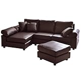 タンスのゲン カウチソファ【CARLO】レイアウト自由自在 ポケットコイル クッション付き L字 オットマン レザーブラウン 31200005 07