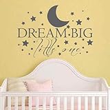 Dream Big Little One壁デカール月と星保育園壁デカール子供部屋壁装飾ベビールームステッカー 22"h x32"w ホワイト