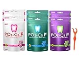 歯科専用 ポスカ・エフ 100ｇ×6袋[ペパーミント2袋・マスカット2袋・ストロベリー2袋] + お試し品 ウルトラフロス S 1本