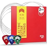 MOOZAK エレキギター弦 - ライトゲージ 10-46 | 6弦セット 無料の予備弦2本とピック3個付き (2セット, 10-46)