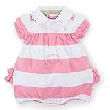 Polo Ralph Lauren(ポロラルフローレン) ボーダー フリル付 ショート バルーン ワンピース （ピンク色×白色） (12M（12ヶ月）) [並行輸入品]