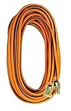 Voltec 05-00343 14/3 SJTW Outdoor Extension Cord with Lighted End, 100-Foot, Orange with Black Strip