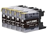 BrotherブラザーLC12-4PK LC12 LC17 増量 互換インクカートリッジ LC12-BKブラック黒 5本セット 対応機種:MFC-J5910CDW、MFC-J710DW、MFC-J955DWN、DCP-J725N、MFC-J705DW、MFC-J960DWN-W、MFC-J710D、MFC-J810DWN、MFC-J860DWN、MFC-J825N等