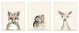 Stupell Home Décor ウッドランドクリッターズ フローラルヘッドバンド 3点 壁飾りアートセット 10 x 0.5 x 15 米国製