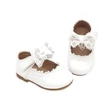 RoRykon 1～3歳 ドレスシューズ PUレザー 蝶結び レース 滑り止め フォーマルシューズ 女の子 キッズ 結婚式 入園式 発表会 プレゼント 演奏会 (19/内寸13.5CM, ホワイト)