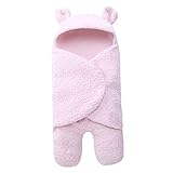 IPOTCH ベビー寝袋　新生児　着る布団 新生児着ぐるみ パジャマ ベビー布団　出産祝い 可愛い耳 全２サイズ２色　 - ピンク, 0-3ヶ月