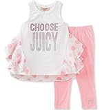Juicy Couture Big Girls' 2 Piece Pant Set-Polka Dots White/Pink 8/10 [並行輸入品]