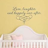 ベビールーム壁デカール愛Laughter and Happily Ever Afterホームインテリアキッズ部屋ウォールステッカー 30"h x58"w ブラウン