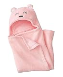 ベビー 赤ちゃん 新生児 おくるみ ボア フリース ブランケット ふわふわ すっぽり ナチュカラー (クマさん ペール ピンク)